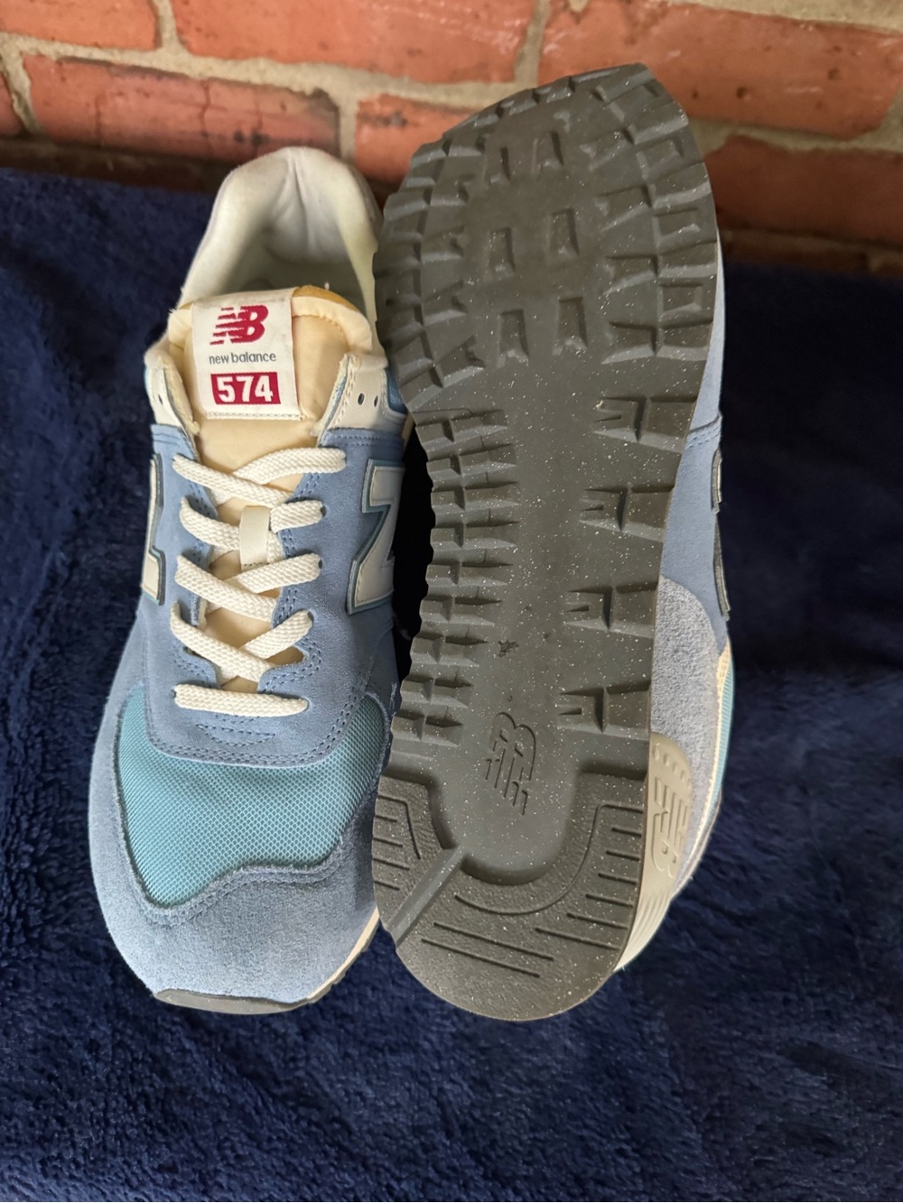 New Balance 574 Light Blue Suede & Mesh Sneakers - Picture 6 of 9